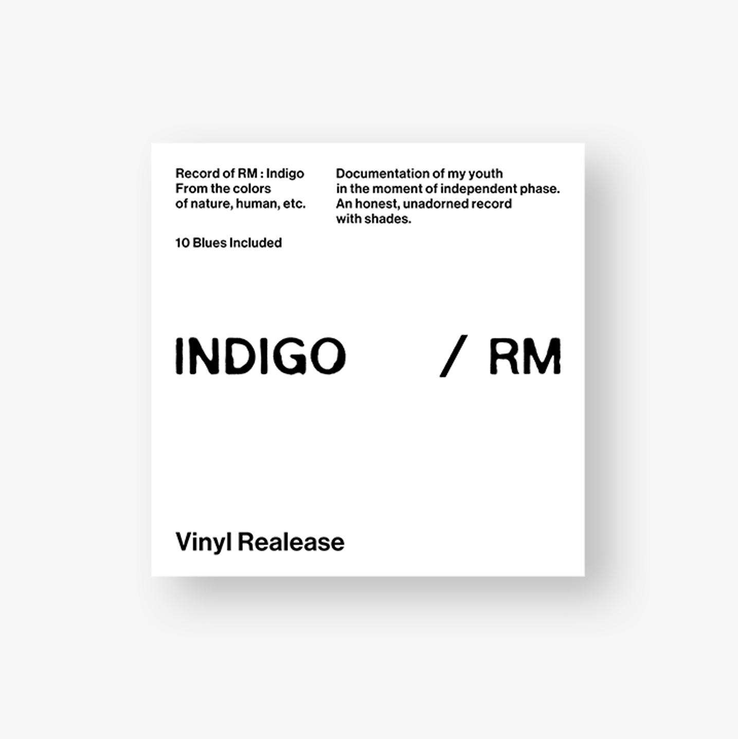 PRE ORDER BTS RM - INDIGO 1ST SOLO ALBUM LP VER. – COKODIVE KOREA
